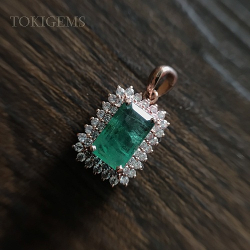 MẶT DÂY VÀNG HỒNG ĐÁ CHỦ NGỌC LỤC BẢO (EMERALD) 